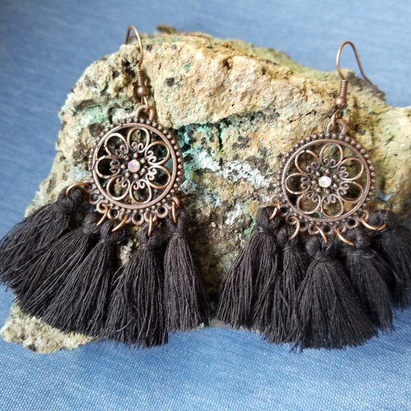 Tassel Earrings:  Black - NWOT - Picture 2 of 7